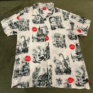 Coca Cola Men's Casual Shirt - Black, White, and Red